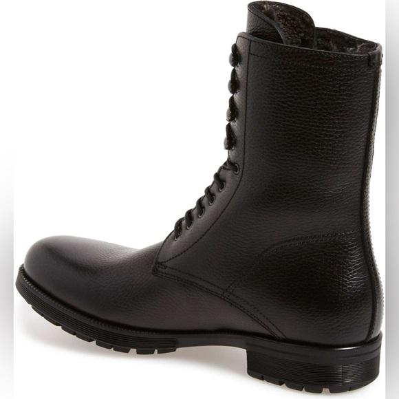 NWOB Aquatalia Hayden Black Leather Shearling Lined Leather Lace Up Boots main image 6